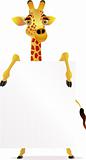 Giraffe cartoon and blank sign