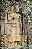 Apsara carved on the wall at bayon, cambodia
