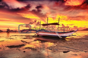 Boat at sunset
