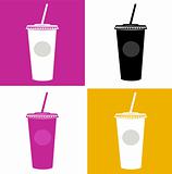 Plastic cup / glass icons - pink, black, yellow, white
