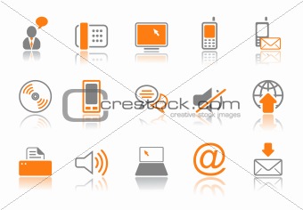 Communication icon set - orange series 