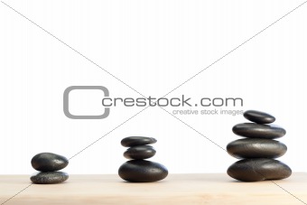 Spaced out and piled up pebbles