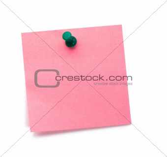 Pink post-it with drawing pin