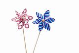 Pink and blue paper windmills