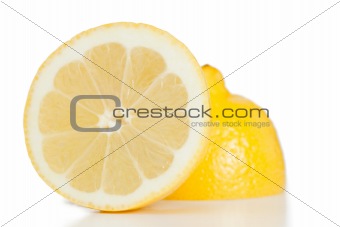 Yellow halved lemon