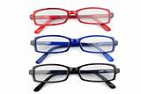 Black red and blue glasses