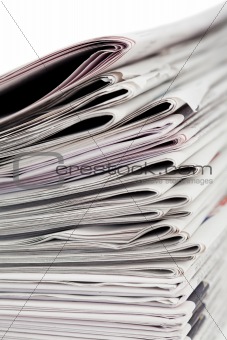 Newspapers on a white background