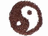 Coffee beans arranged in an artistic design