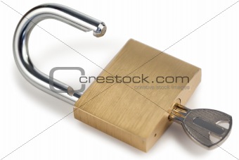 Open golden padlock