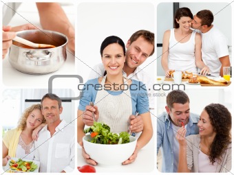 Collage of couples in the kitchen