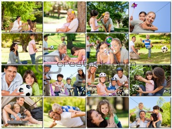 Montage of young adults having fun with their children