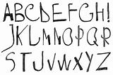 Hand written black ink alphabet