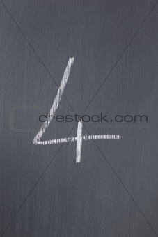Blackboard with "4" written on it