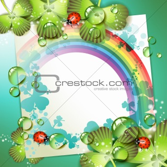 Sheet of paper with rainbow and clover