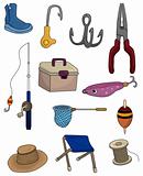 cartoon Fishing icons set
