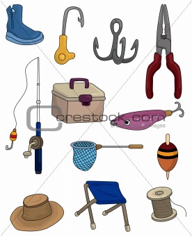 cartoon Fishing icons set
