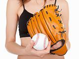 baseball mitt and a soft ball