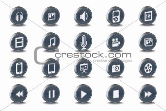 Vector 3d Oval Mono Multimedia Inset Icons