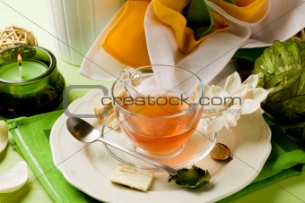 Cup of Tea on decorated table