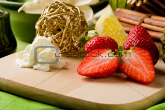 Strawberry Dessert on Cutting board