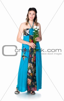 Cute young women with the flowers