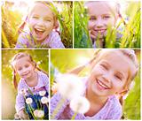 Cute little girl  on the meadow