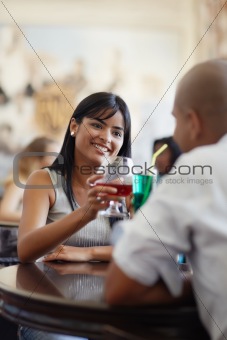 man and woman dating at restaurant