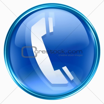 phone icon blue, isolated on white background