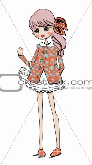 shopping illustration girl with bag