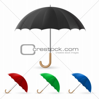 Realistic umbrella in four colors