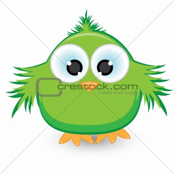 Cartoon green sparrow