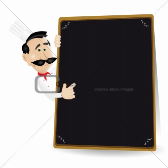 Chef Cook Holding A Blackboard