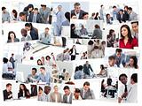 Collage of businessmen in meetings