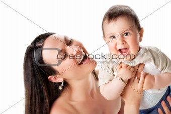 picture of happy mother with baby