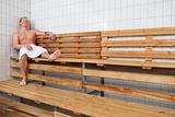 Mature man relaxing in steam room