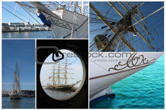 collection of view of different parts of sailboat