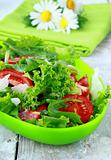 fresh spring salad with tomatoes and green salad