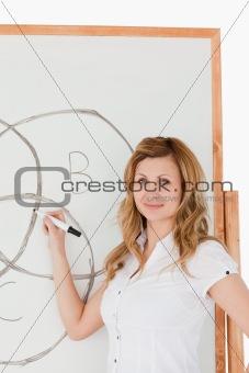 Teacher drawing a scheme on a white board