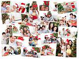 Collage of families celebrating Christmas