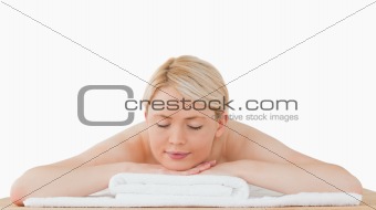 Young attractive blonde female relaxing in a spa centre
