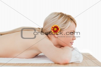 Young gorgeous woman posing in a spa centre