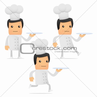set of funny cartoon chef