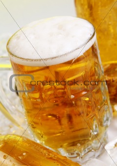 Glass of beer with foam 