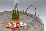 Tomato and mozzarella with olive oil