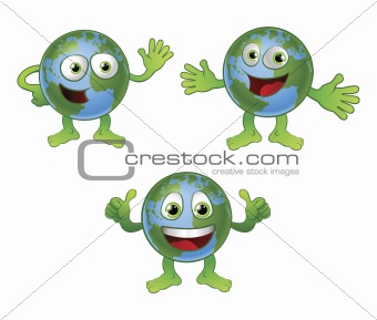 Globe world cartoon character