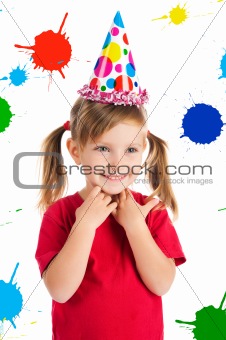 Little  girl in birthday cap
