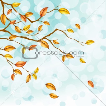 Light blue autumn background with transparencies