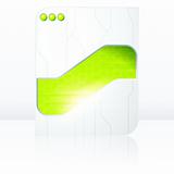 Green and white futuristic sign. Includes transparencies