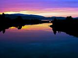 Bergen river in sunset