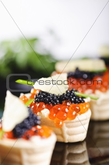 snacks with salmon roe